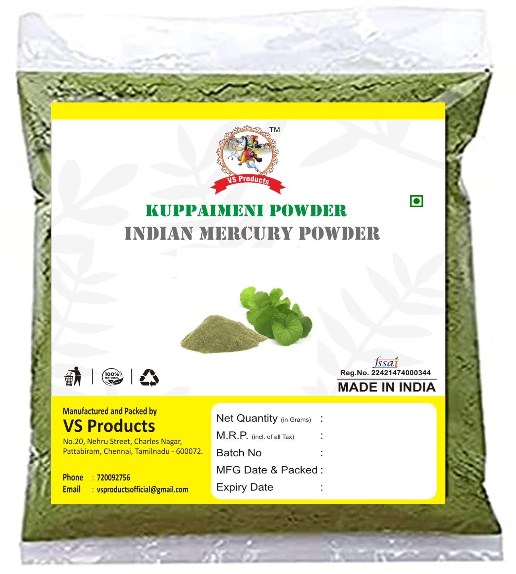 VS PRODUCTS Kuppaimeni Powder,100g