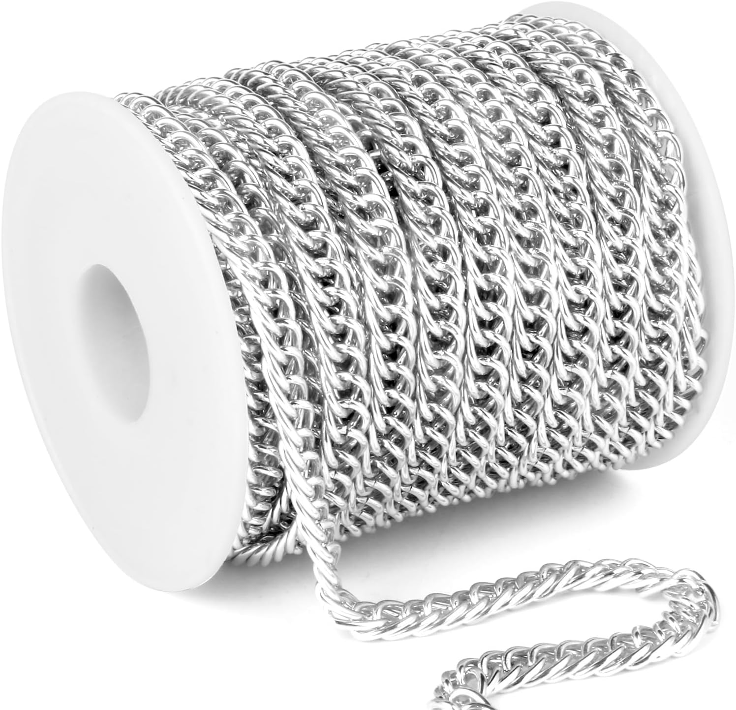 Cadikez 33 Feet Large Aluminium Curb Cuban Chains 10M Gold/Silver Plated Twisted Cable Link Chain with Spool for Jewelry Making DIY Crafts