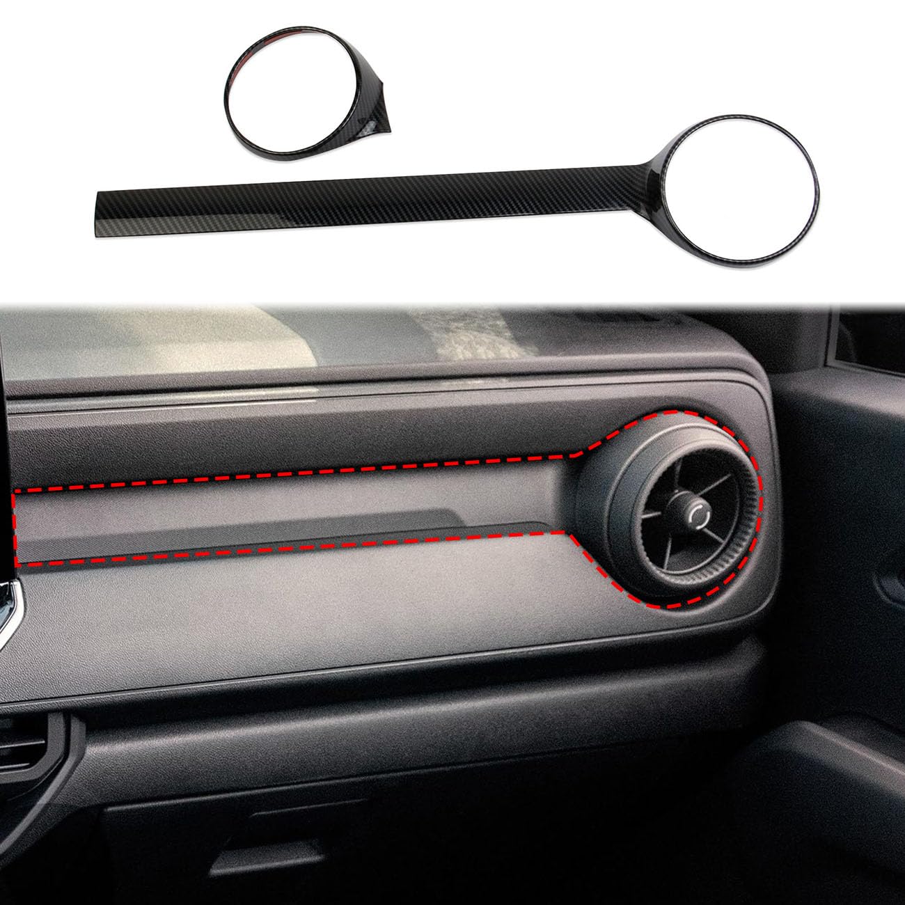 Korlot Carbon Fiber Style Center Console Dashboard Side Air Outlet AC Vent Cover Trim Accessories for 2023-2025 Chevrolet Colorado (Outer Ring)