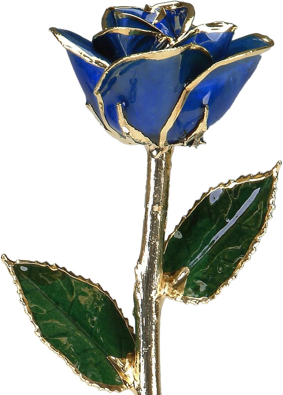 11" Sapphire Blue Platinum Dipped Real Rose