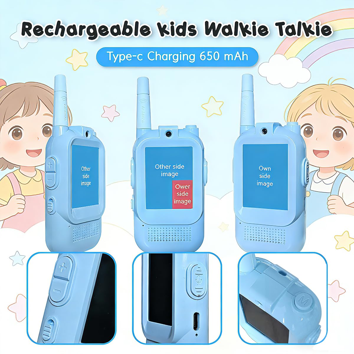 Talkie-walkie vidéo rechargeable pour enfants de 3 à 12 ans garçons filles