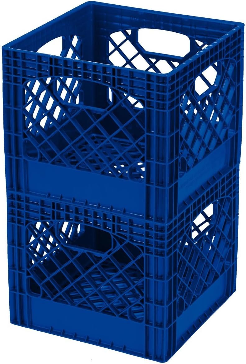 Buddeez MC01016B281C Milk Crates, 16-Quart, Blue, 2-Pack