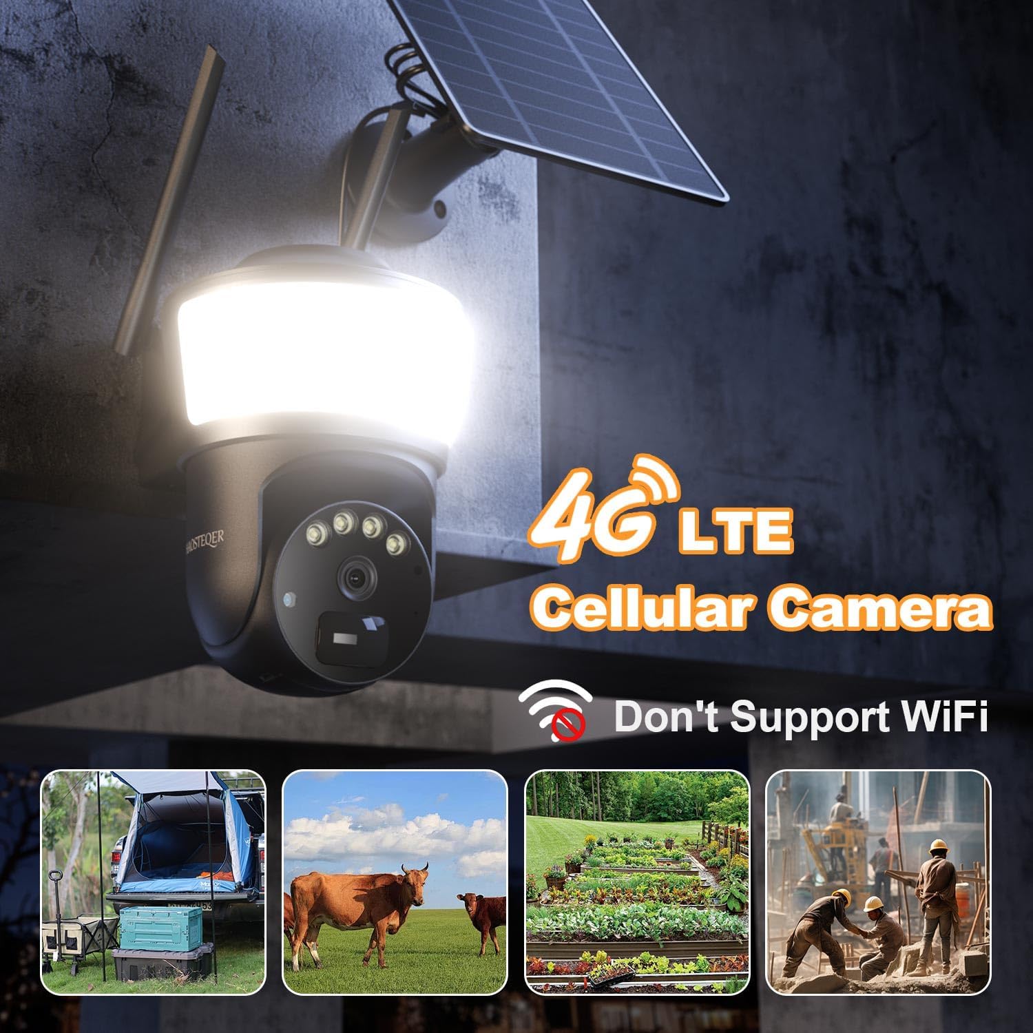 4G LTE Cellular Solar Security Camera Wireless Outdoor, No WiFi Security Camera with Unique Powerful Spotlight, Color Night Vision, 2K Cameras for Home Security, PTZ 360° View for Farm Ranch RV - Image 3