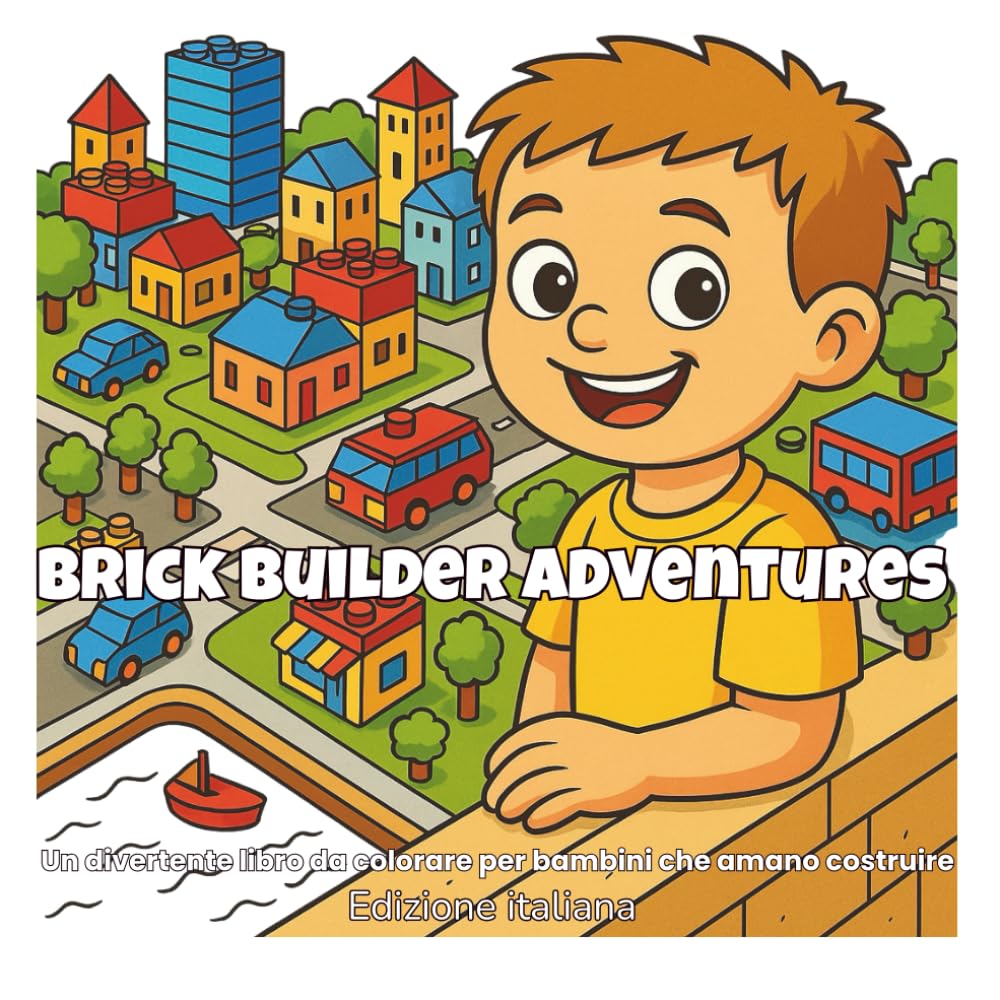 Brick Builder Adventures: Un libro da colorare facile e divertente a tema brick per bambini che amano costruire, robot, veicoli e il gioco creativo ... Adventure & Learning Coloring Books Series)
