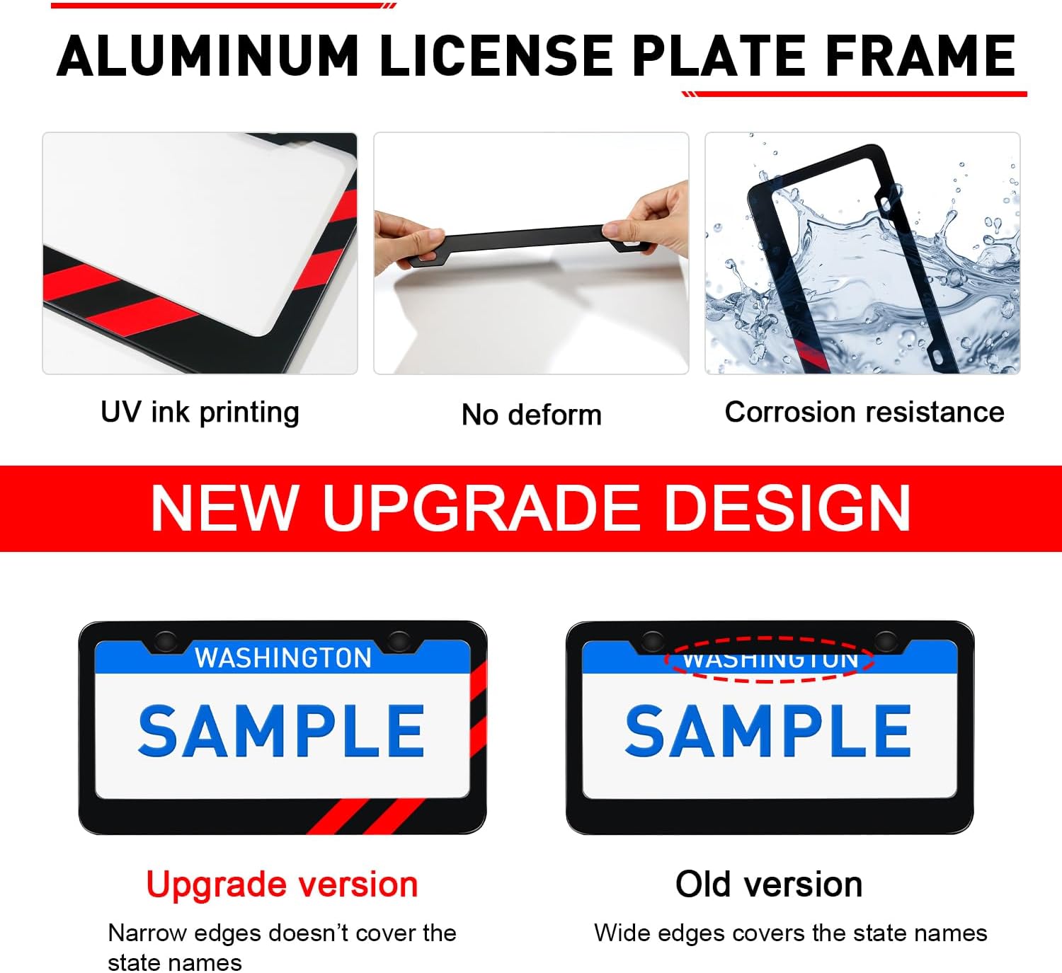 2PCS Matte License Plate Frames for Dodge Charger Accessories Challenger Durango Universal Solid Rust-Proof Aluminum License Plate Cover Holder for Front and Rear Car Tags (Red)