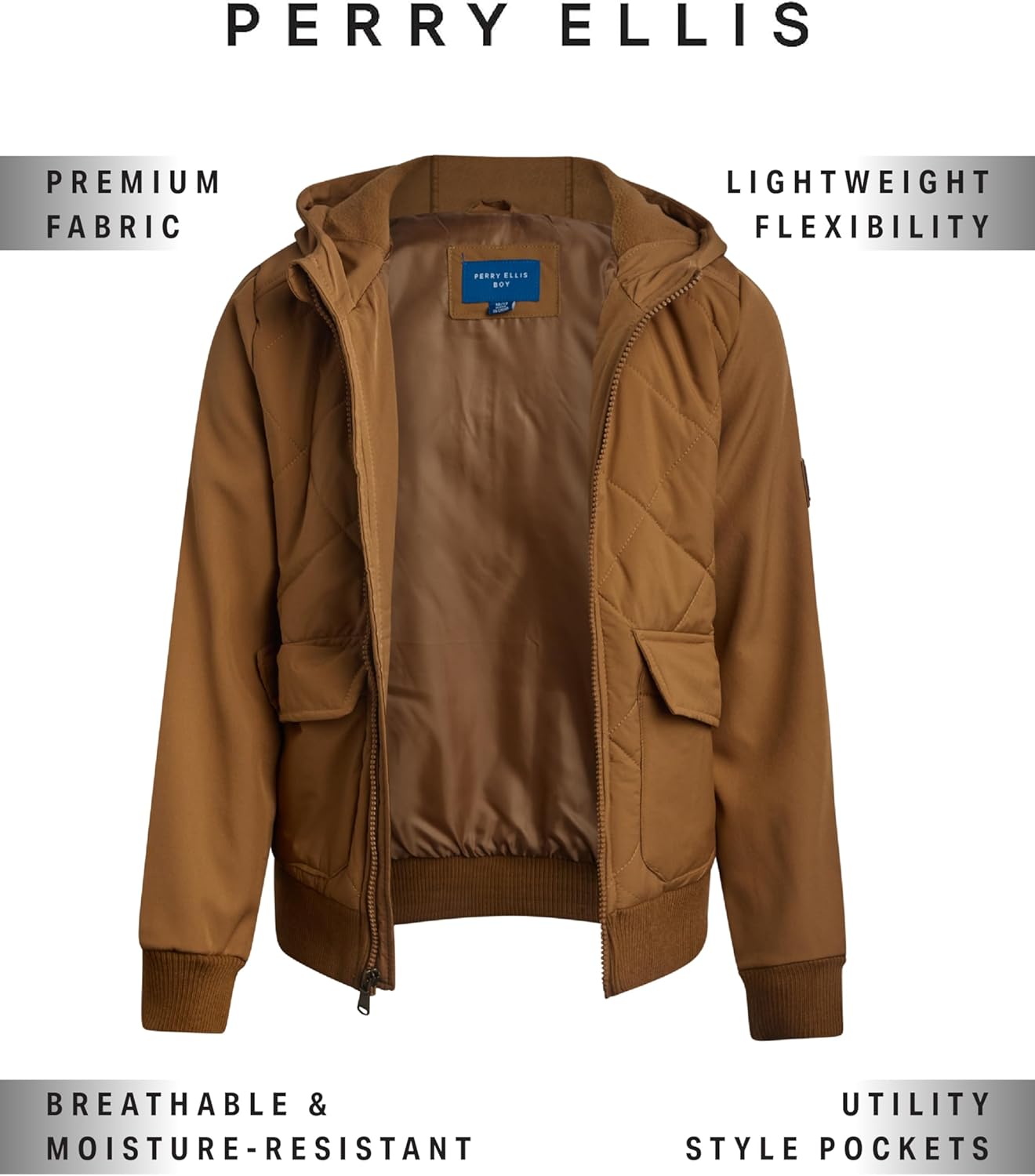 Perry Ellis Boys Winter Jacket - Wind Water Resistant Lightweight Insulated Zip Up Quilted Jacket With Utility Cargo Pockets - Image 3