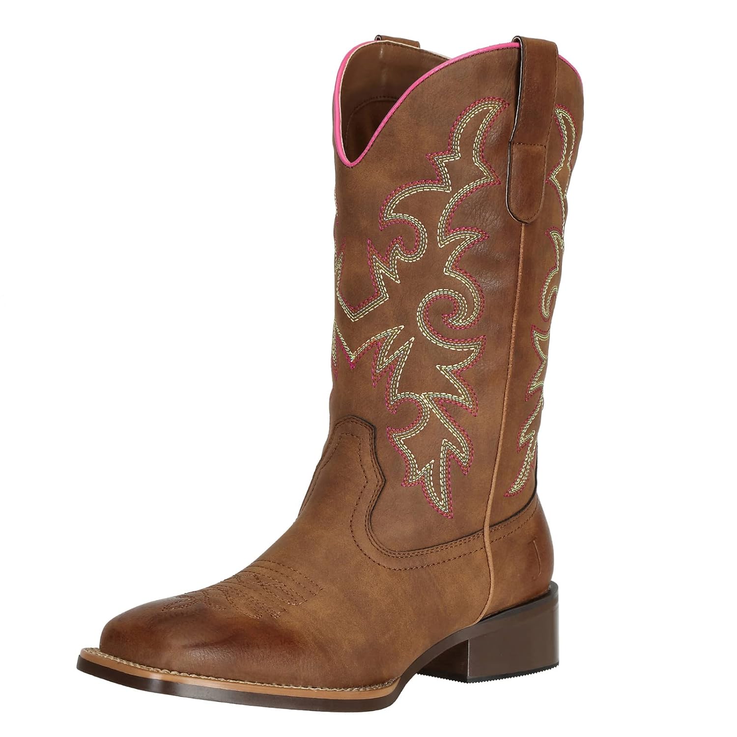 Js o l e Fashion Cowboy Boots For Women Square Toe Wide Mid Calf Western Cowgirl Boots