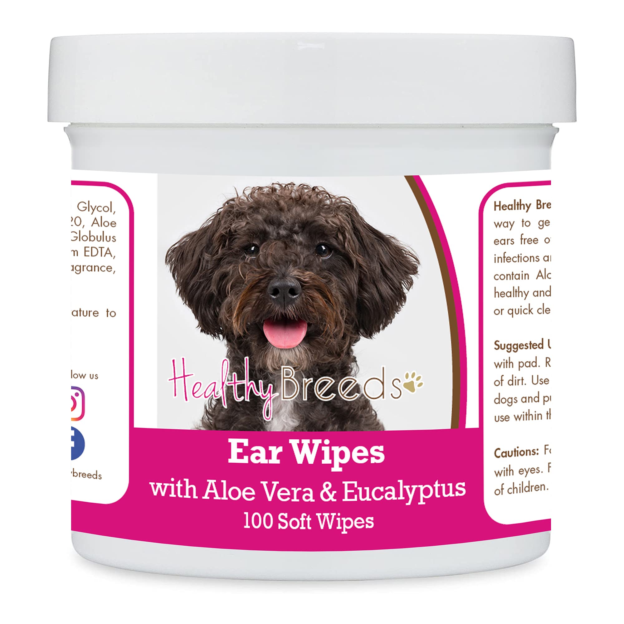 Healthy Breeds Schnoodle Ear Cleaning Wipes with Aloe &amp; Eucalyptus for Dogs 100 Count
