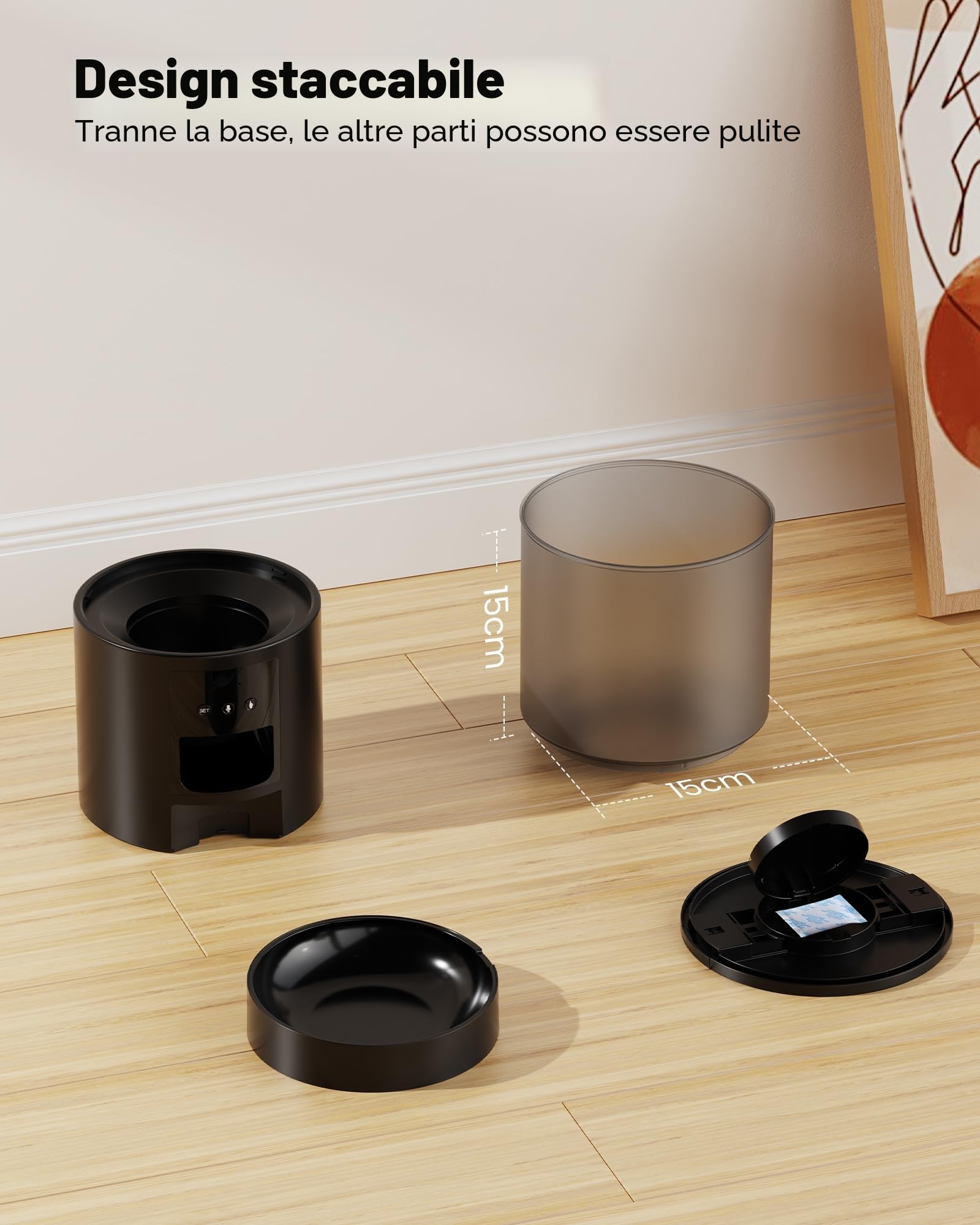 Distributore Automatico Cibo Gatti Cani WiFi: Dosatore Crocchette per Animali Domestici con 10S Registrazione - Mangiatoia Automatica per Cibo Distributore Crocchette Gatto Timer Nero 4L