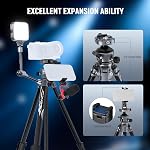 NEEWER LITETRIP LT07 61" Tripode de voyage en aluminium pour appareil photo avec tête à rotule à profil bas, Arca QR Plaque compatible avec la plaque de trépied Peak Design V3, Axis double centre, porte-téléphone, Max Charger 22lb