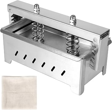 Tofu Press Mold, Food Grade Stainless Steel Cheese Press, Vegan & Vegetarian Tofu Maker with Cotton Cloth, Dishwasher Safe BPA-Free Multi-Functional Kitchen Tool, 21 10.5 8.5cm