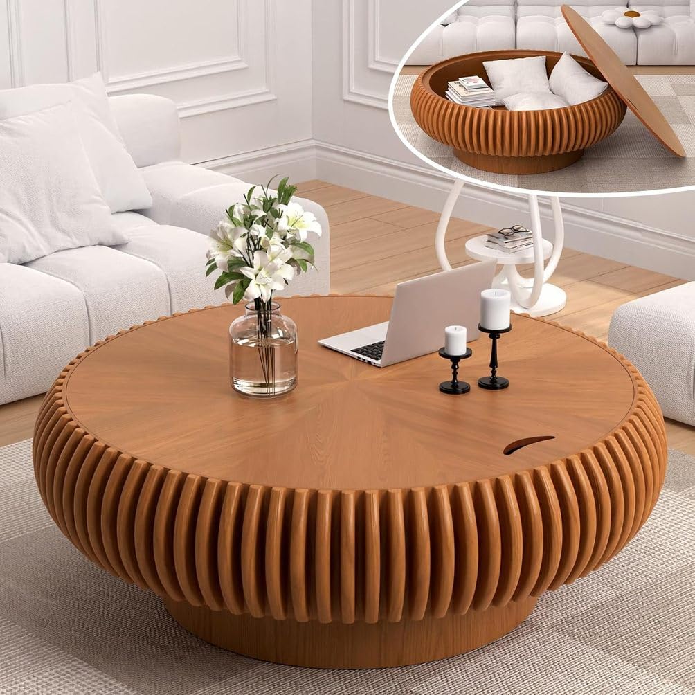 ZUOWENYG Round Coffee Table with Storage