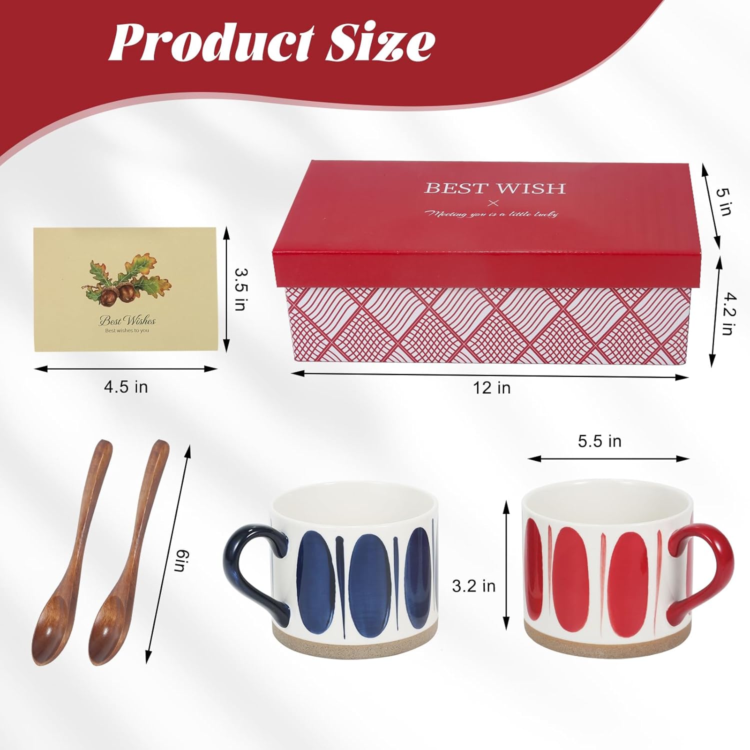 Large Ceramic Coffee Mugs Set, 15.2 oz Tea Cups with Handle for Latte, Cappuccino, Espresso, Mocha, Hot Tea, Dishwasher & Microwave Safe, for Families and Couples Gifts Set of 2, Red & Blue - Image 7