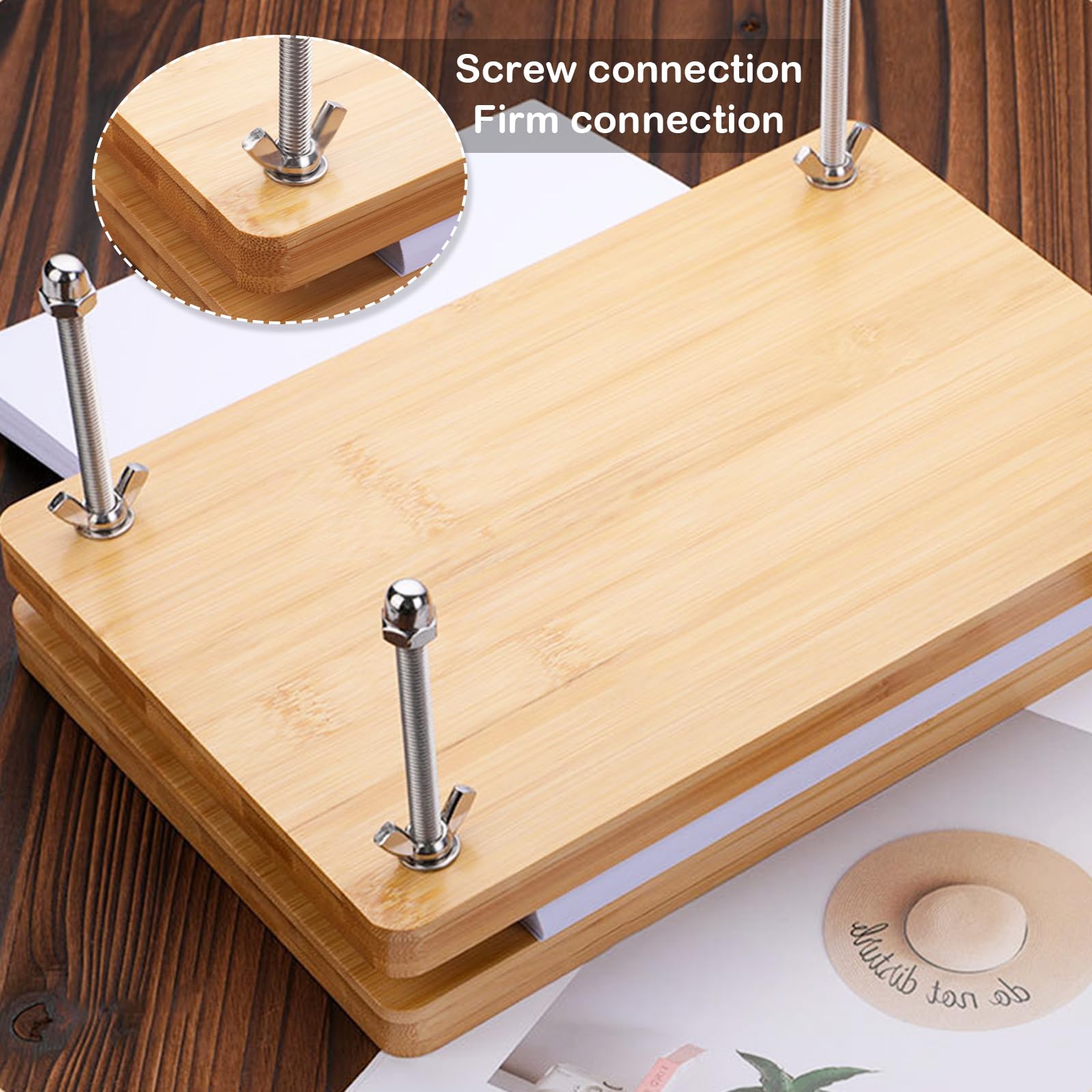 BONJUME Presse à Livres En Bois, Kit De Reliure Multifonctionnelle Outil De Reliure Book Press En Bois Manuel Accessoires Pratiques étiquettes De Reliure DIY Presse à Reliure - 30 x 19,2 cm