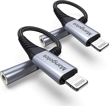 Mangotek iPhone Headphone Adapter, Lightning to 3.5 mm Headphone Jack Adapter iPhone Dongle Converter Aux Adaptor Compatible with iPhone 14 13 12 11 Pro Max 7 8 Plus SE X XR XS
