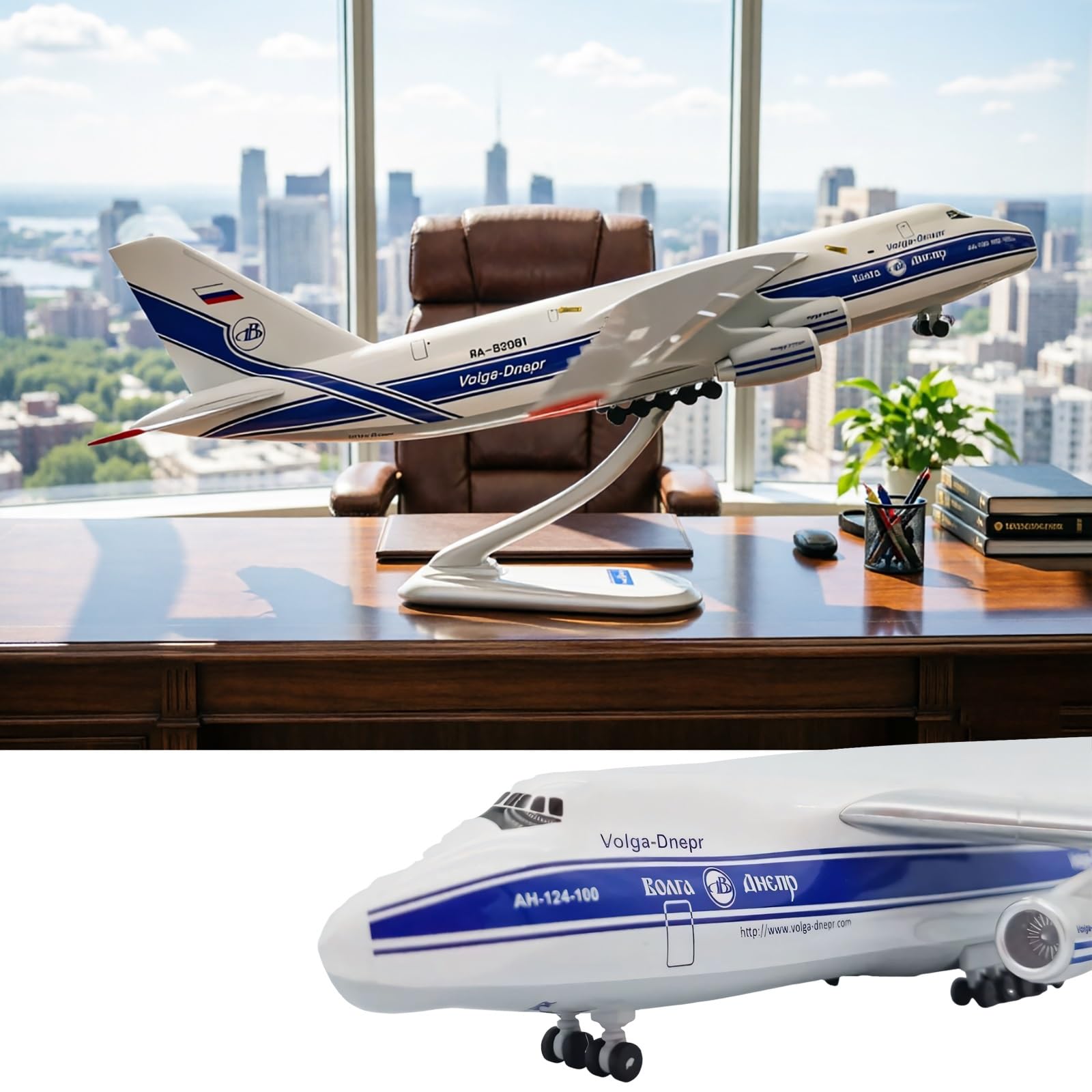 Modello aereo trasporto russo An-124 in scala 1:400 Aereo statico lega pressofusa ad alta precisione con espositore, perfetto for gli appassionati di aviazione Collezionisti di modelli