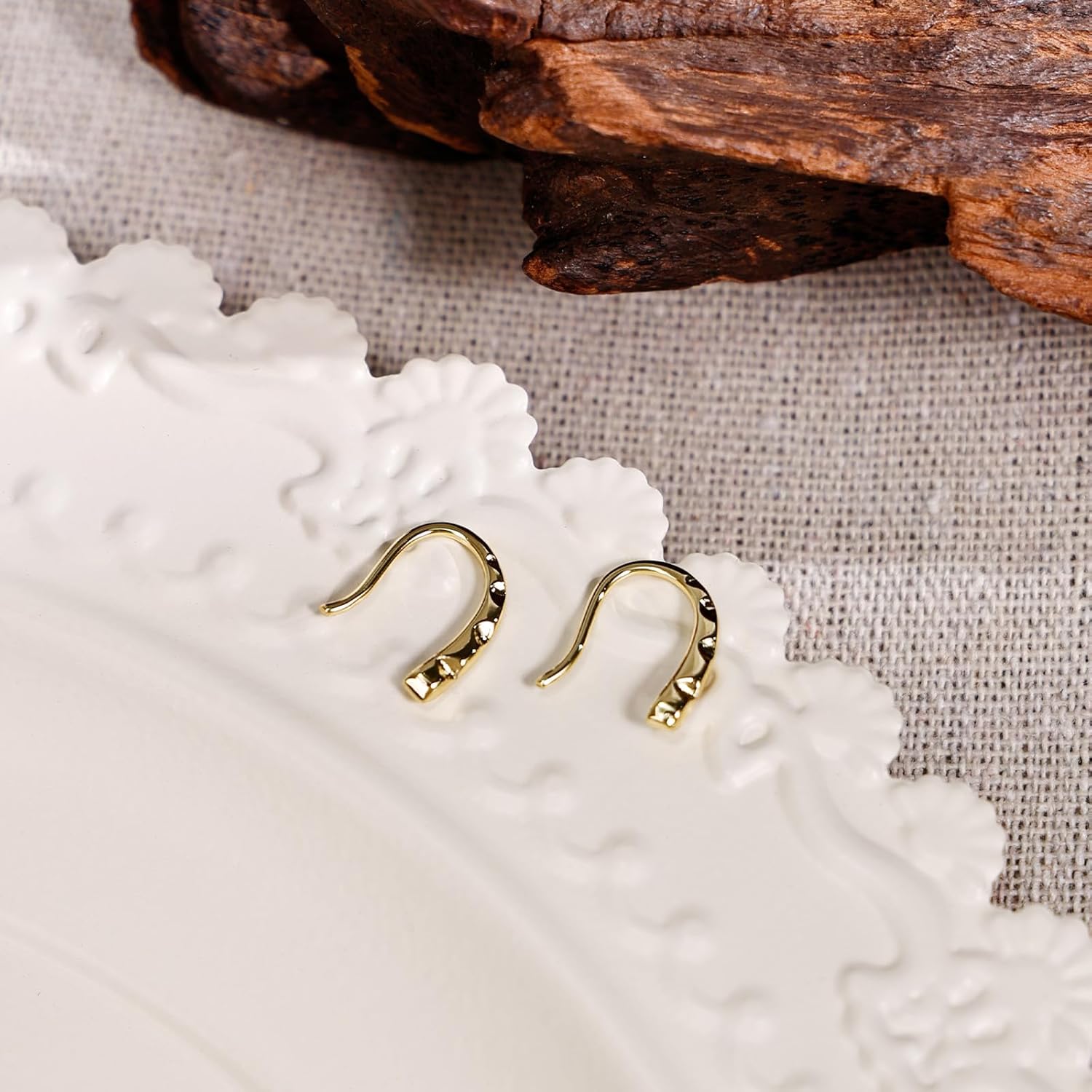 Tiny Pull Through Earrings – Delicate Small Threader Earrings for Women, Minimalist Sleep Earrings Featuring Subtle Textured Detailing for Daily Wear - Gold & Silver - Image 4