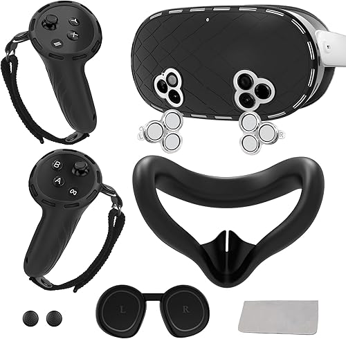 Vista 9 de 8-in-1 Silicone Cover Set for Meta Quest 3s Accessories, Juylay VR Protective Cover Accessories for Oculus Quest 3S with Facial Interface, Shell