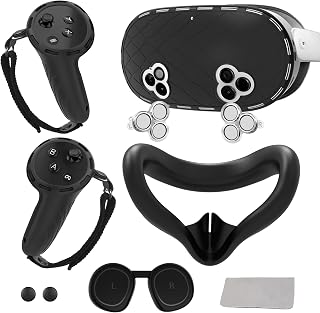 Silicone Cover Set Compatible with Meta Quest 3s Accessories, Blackt 3