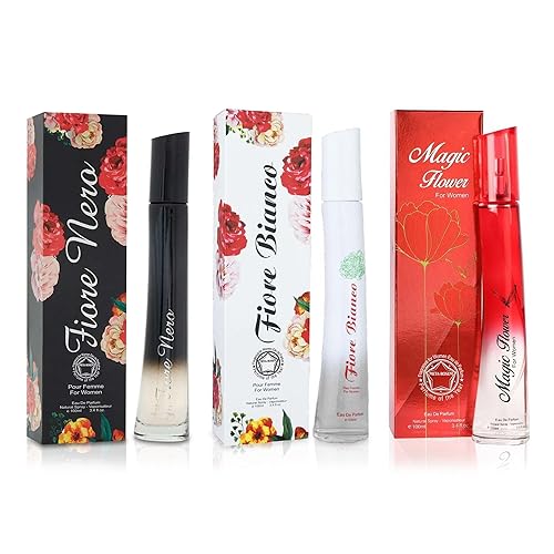 Miniatura 1 de META-BOSEM Flower by Rose+Pink+Noir, colección de 3 piezas de perfume para mujer, botellas de fragancia para mujer, Eau de Parfum en espray natural,