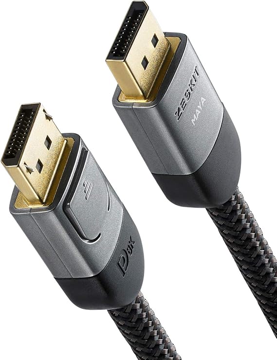 Zeskit Maya Certified DP 1.4 Cable, 4K 120Hz 8K 60Hz 1440p 144Hz 240Hz HDR 32.4Gpbs HBR3 (6.5ft, Braided Jacket)