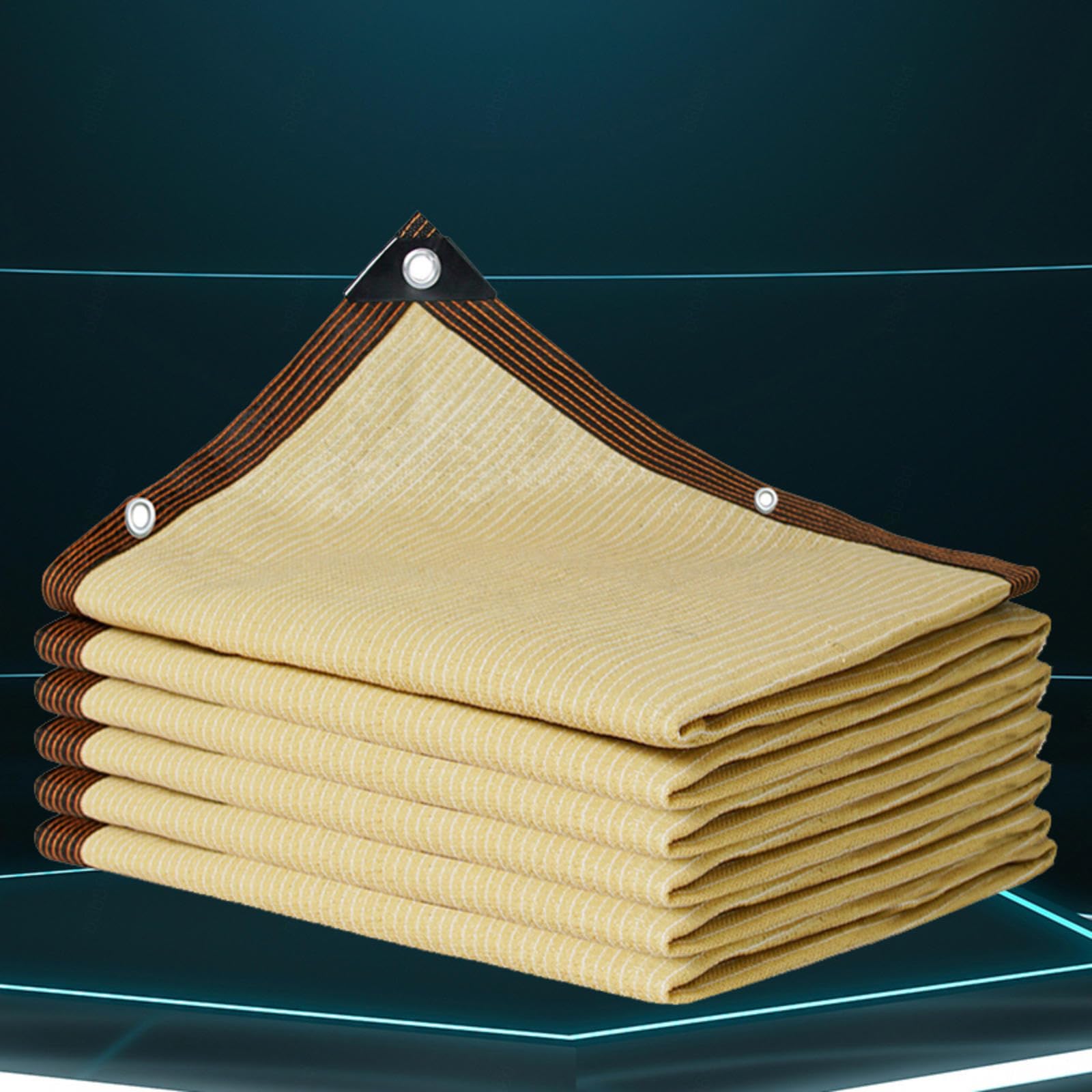 WQPMNYG 5x5 Waterproof Shade Cloth, Brown UV Protection Netting with Grommets, 90% Sunblock for Garden, Patio, Pergola, Yard - Sand Beige, 4x4m, Tear-Resistant
