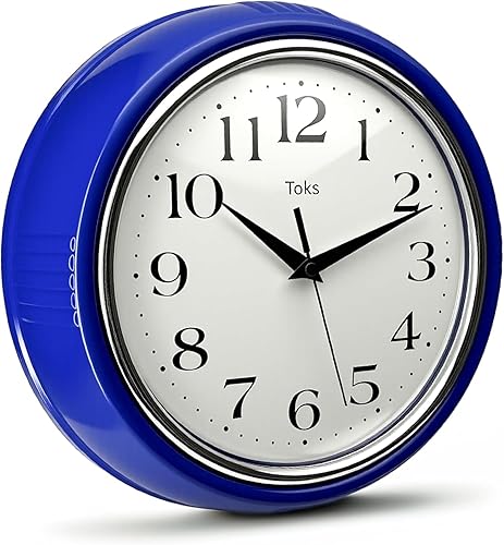 Lily's Home Reloj de pared retro, diseño vintage de 9.5 pulgadas, movimiento de cuarzo silencioso sin tictac, funciona con pilas, perfecto para