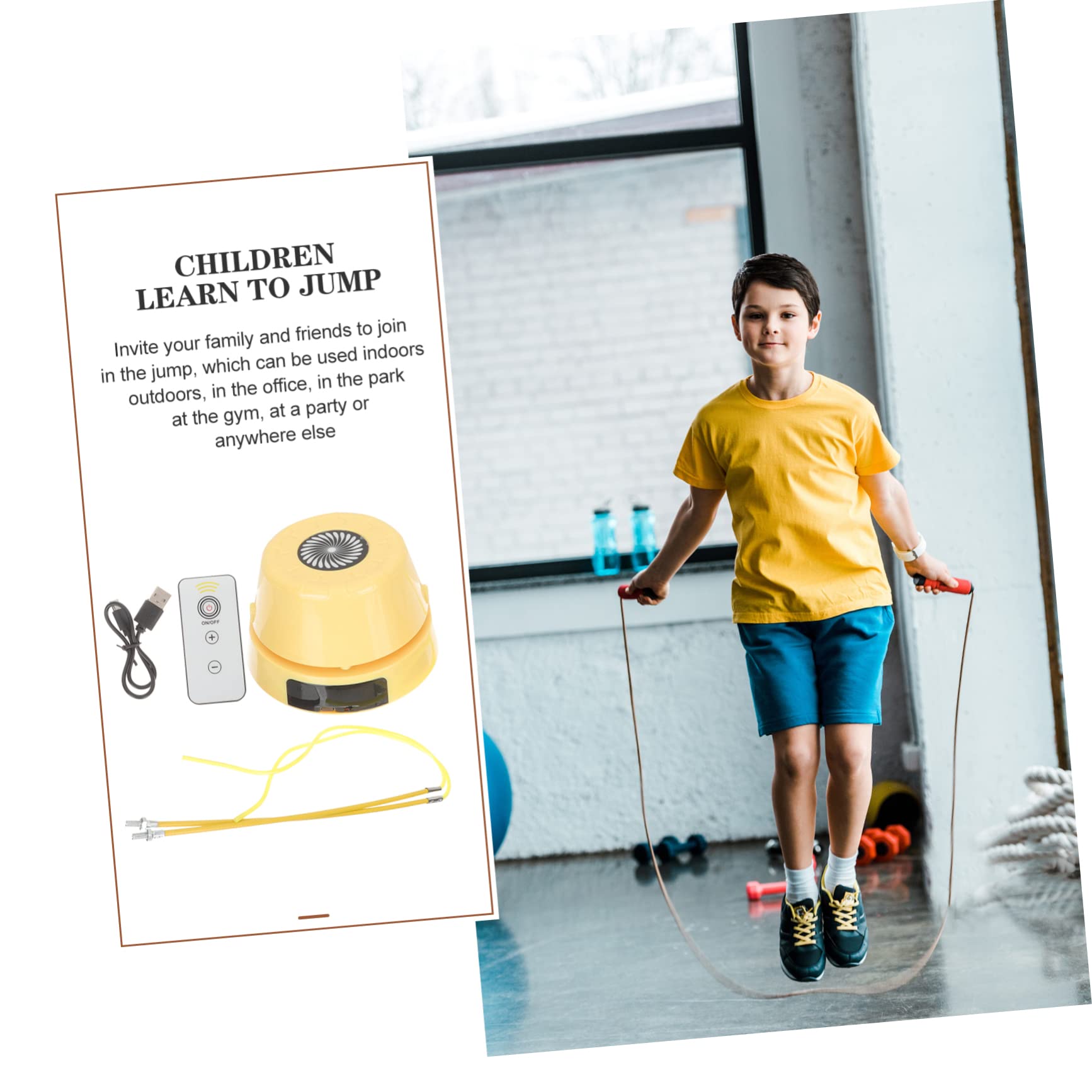 BESPORTBLE Cuerda de Saltar Automática 1 Juego Abs Amarilla para Fitness | Cable USB Incluido, Uso en Exteriores, Formato Portátil para Espacios Reducidos
