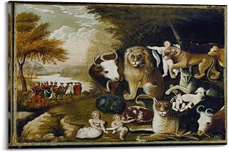 Edward Hicks_The Peaceable Kingdom Painted Famous Poster Canvas Wall Art Prints Gifts Photo Picture Paintings Room Decor Home Decorative 08x12inch(20x30cm)