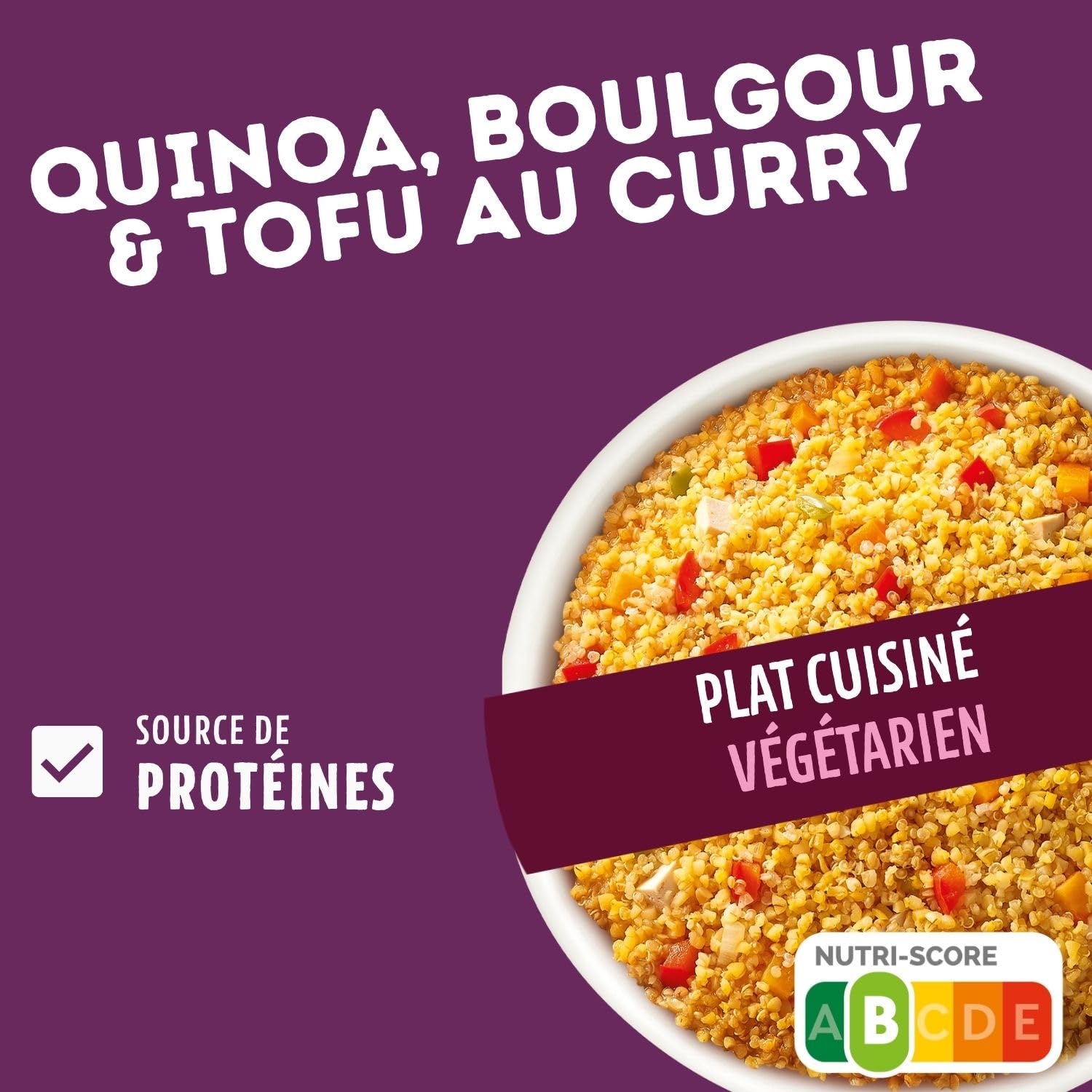CÉRÉAL BIO – Quinoa, Boulgour & Tofu au Curry, Lot de 10 – 220 g