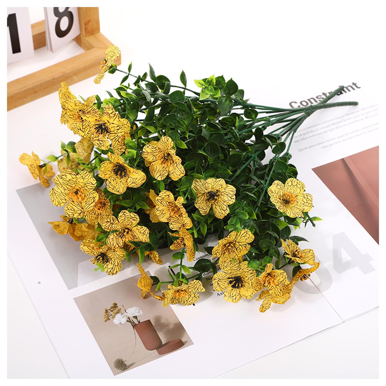 UV Resistant Artificial Petunias Flowers, artificial petunias for outdoors, Realistic Fake Outdoor Flowers, Waterproof Artificial Flowers for Outdoor Indoor Garden Home Decoration (I,6 Bunches)
