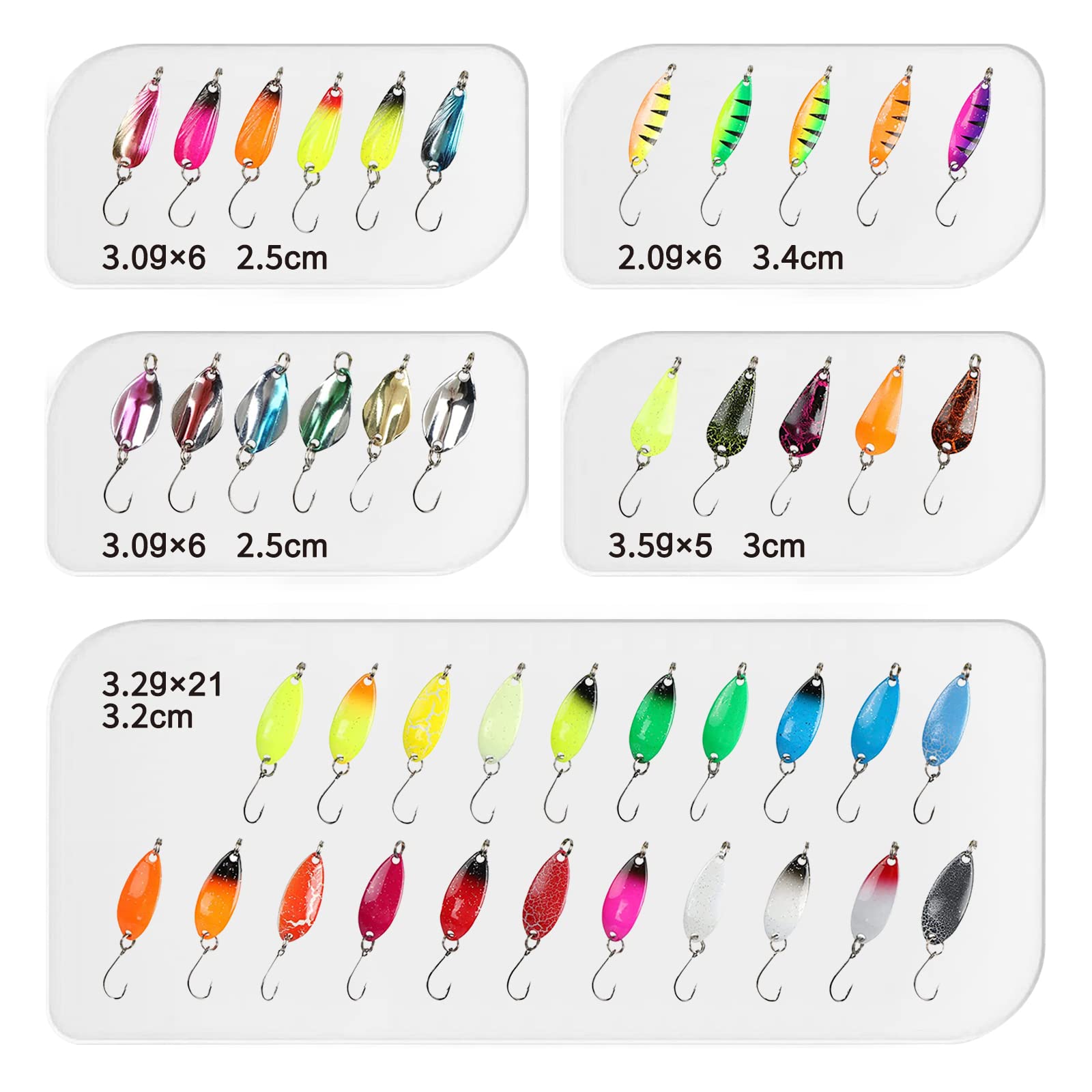 Cucchiaini Da Pesca Esche 43 Pezzi Esche Artificiali,Esche Da Pesca, Fishing Set,Esche Per La Pesca Alla Trota,Spoon Trout Area Per Trota, Persico,Luccio Spoon Kit Con Scatola