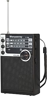 Wenpzeray Y-706 Portable Pocket Radio AM FM SW Band Receiver Battery Operated Transistor with Good Loud Sound Small Speaker Support USB/TF Card Play Headphone Jack for Indoor Outdoor Emergency (Black)