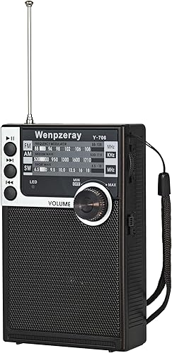 Wenpzeray Y-706 Portable Pocket Radio AM FM SW Band Receiver Battery Operated Transistor with Good Loud Sound Speaker Support USBTF Card Play