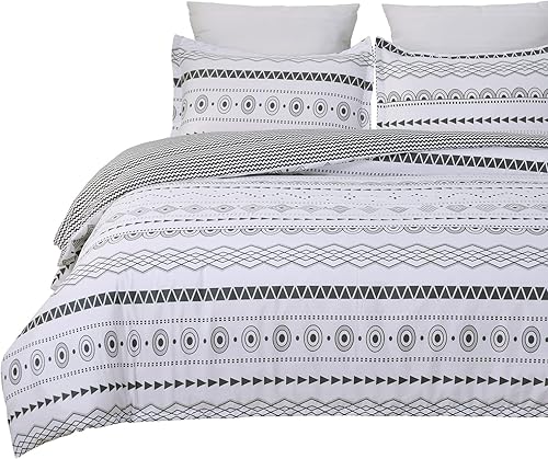 Vaulia Juego de ropa de cama bohemio con diseño de patrones exóticos, juego de funda de edredón de microfibra ligera, tamaño Queen, color