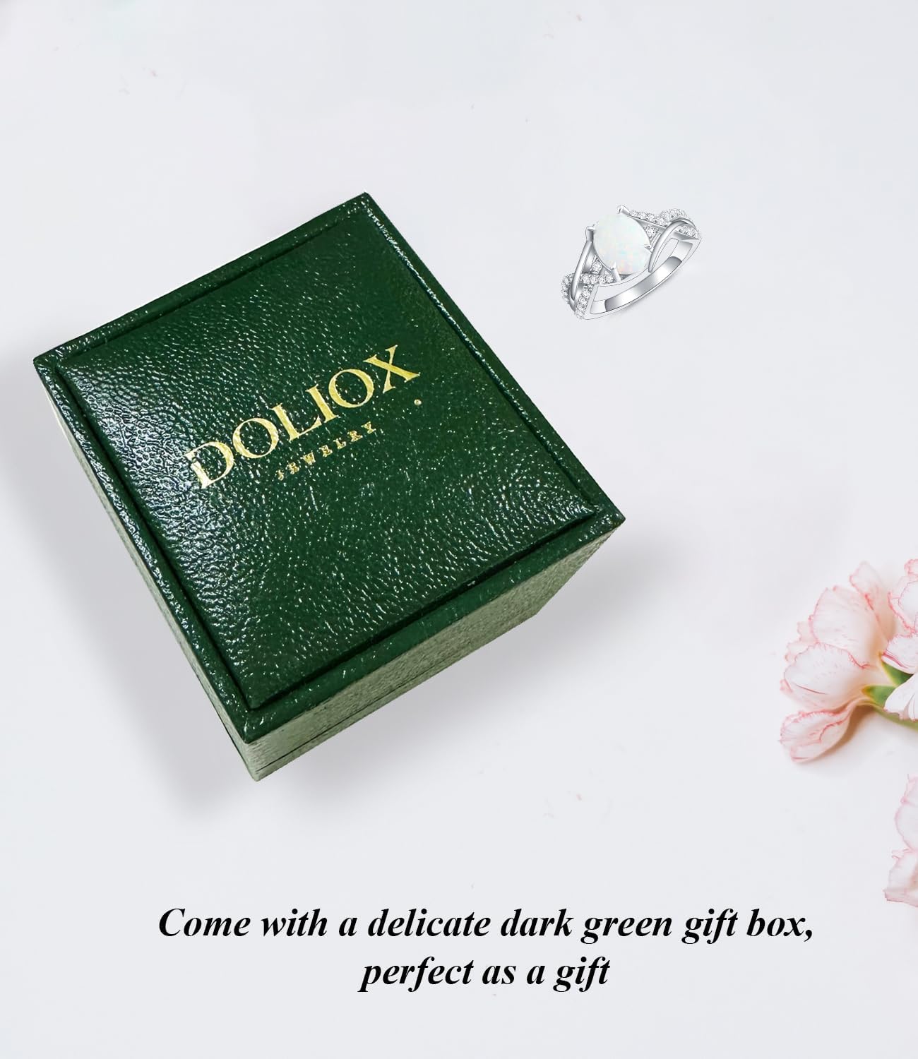 White Opal Rings for Women Oval 925 Sterling Silver Engagement Ring for Wedding Promise Oval October Birthstones Jewelry for Wife Size 5 to 13 - Image 6