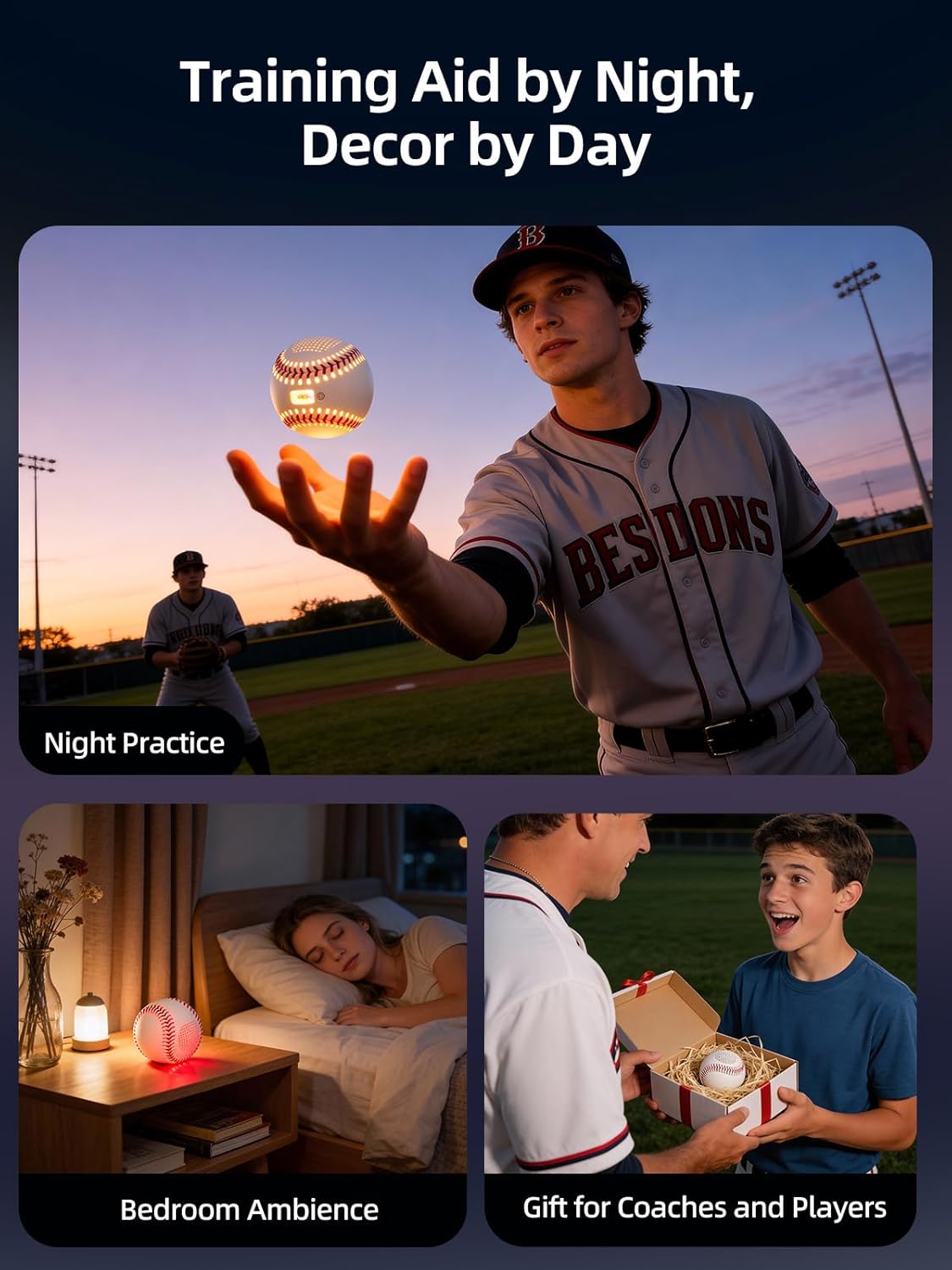 Light Up & Glow-in-The-Dark Baseball with Bluetooth Speaker, Sports Gifts for Baseball Fans, Boys 8-12, Teens & Adults, Unique Accessories
