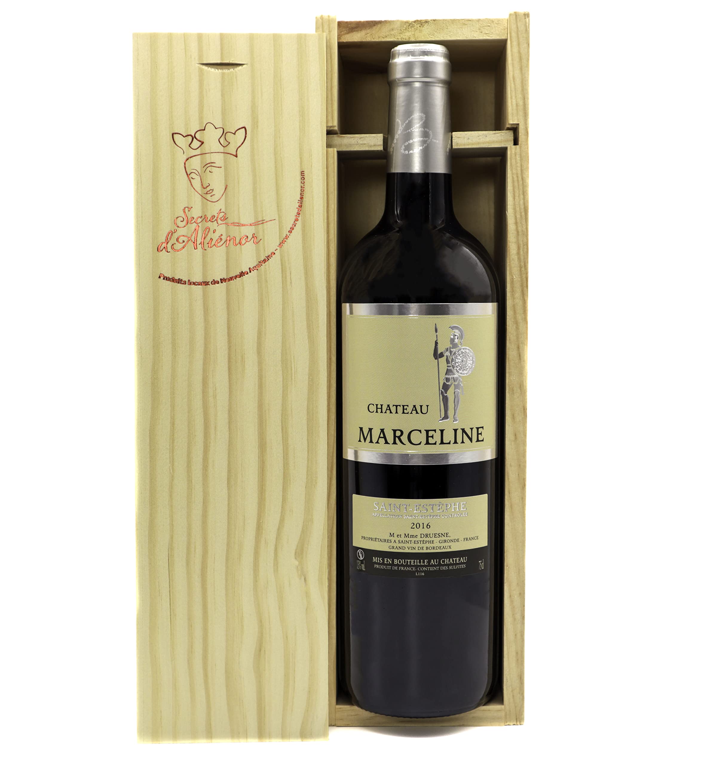 Coffret bois cadeau Saint-Estèphe - vin rouge Bordeaux AOC Saint-Estèphe 2020 - Cru Artisan - bel emballage prêt à offrir
