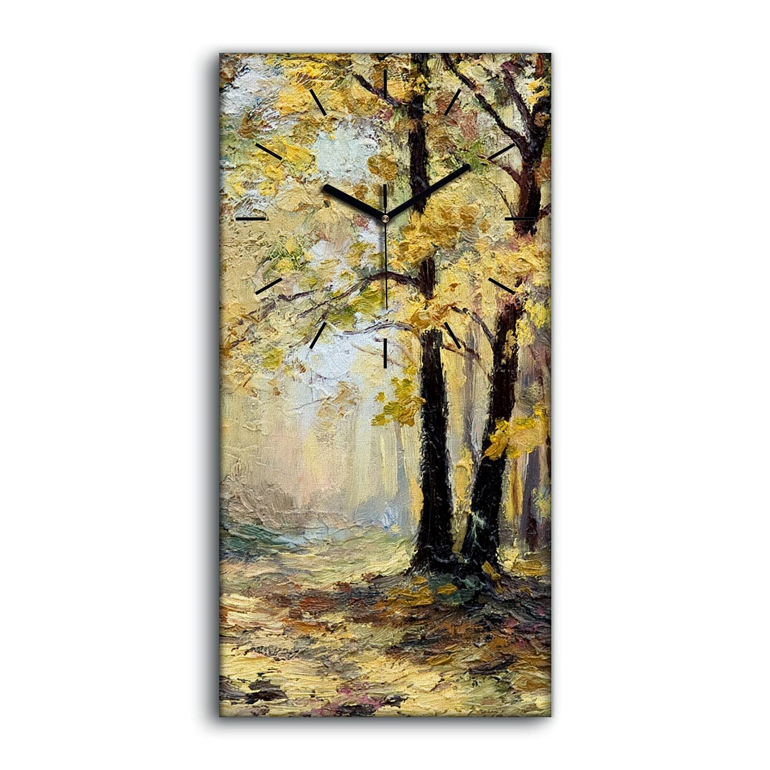 Tableau Horloge Automne en toile 30x60cm pour décoration salon moderne