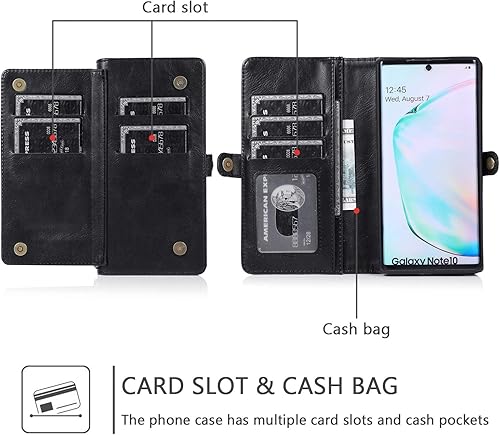 Miniatura 4 de Asuwish Funda de teléfono para Samsung Galaxy Note 10 Glaxay Note10 5G, funda desmontable con protector de pantalla de vidrio templado y