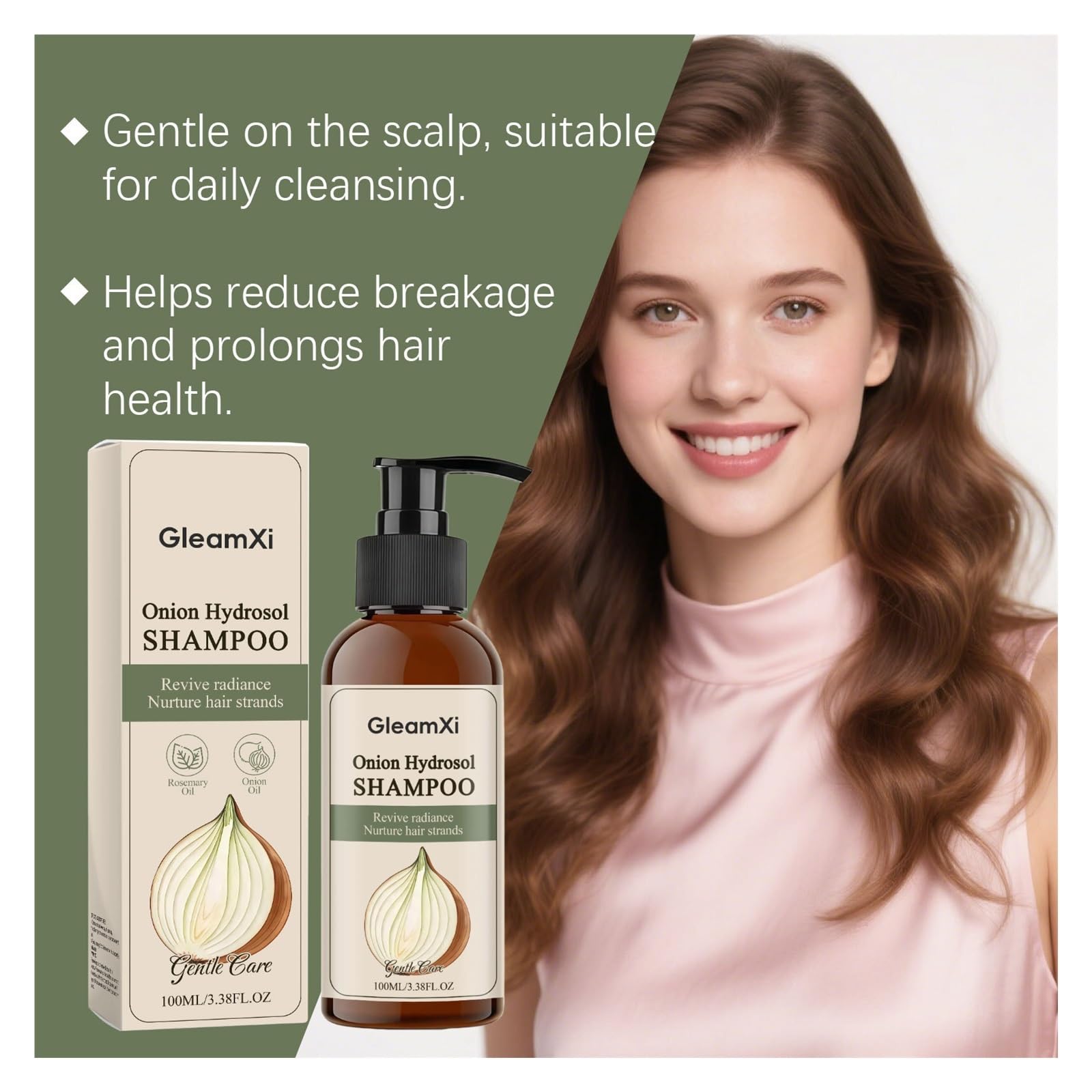 Champú de hidrosol de cebolla | Limpia y nutre el cuero cabelludo, fortalece el cabello y reduce la rotura.(3pcs)