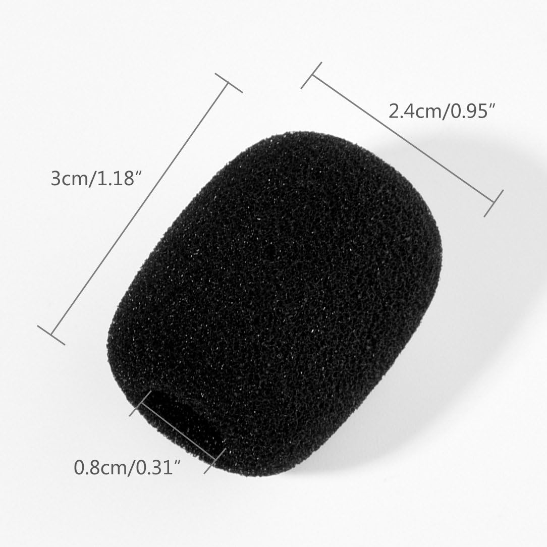 FEPITO 20 Pack Mini Size Microphone Windscreen for Lapel Lavalier Headset Microphone Foam Covers, Black