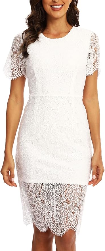 Women's Elegant Floral Lace Bodycon Cocktail Lace Dress