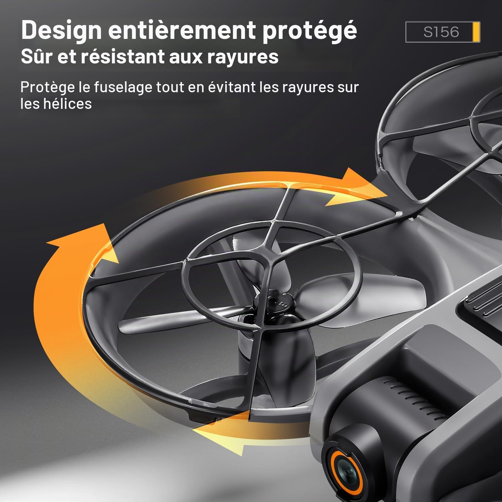 Drone avec Caméras, Télécommande Moteur Sans Balais Drone avec 4,5 Pouces écran, Carte SD, Veilleuse LED, Caméra Réglable à 90°, 2 Batteries, Convient aux Adultes et aux Débutants