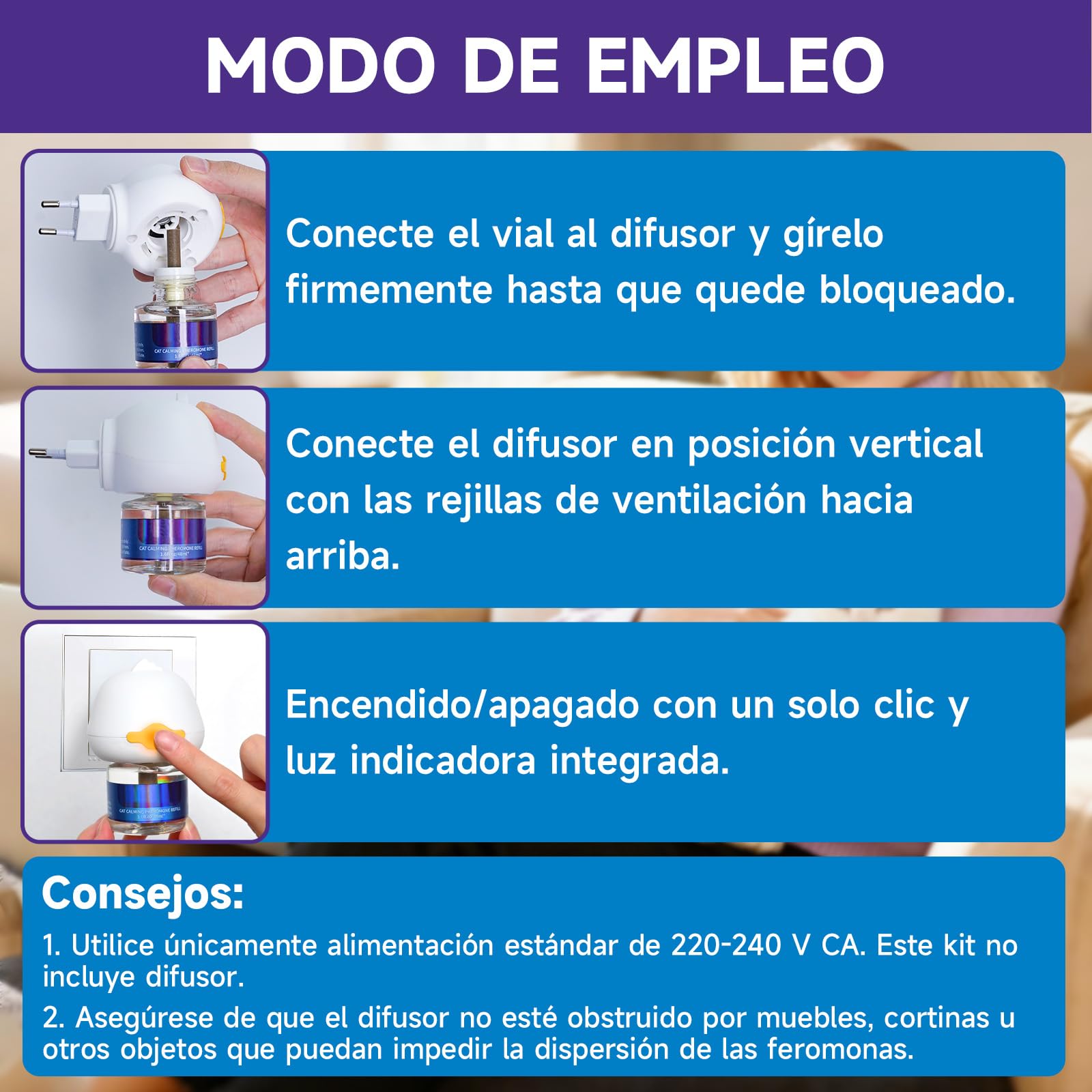 6 Recargas de Feromonas para Gatos - Recambios para Difusor Calmante de Gatos, Relajación, Suministro de 6 Meses, Recarga para Difusor Calmante (Compatible con Todos los Difusores Comunes)