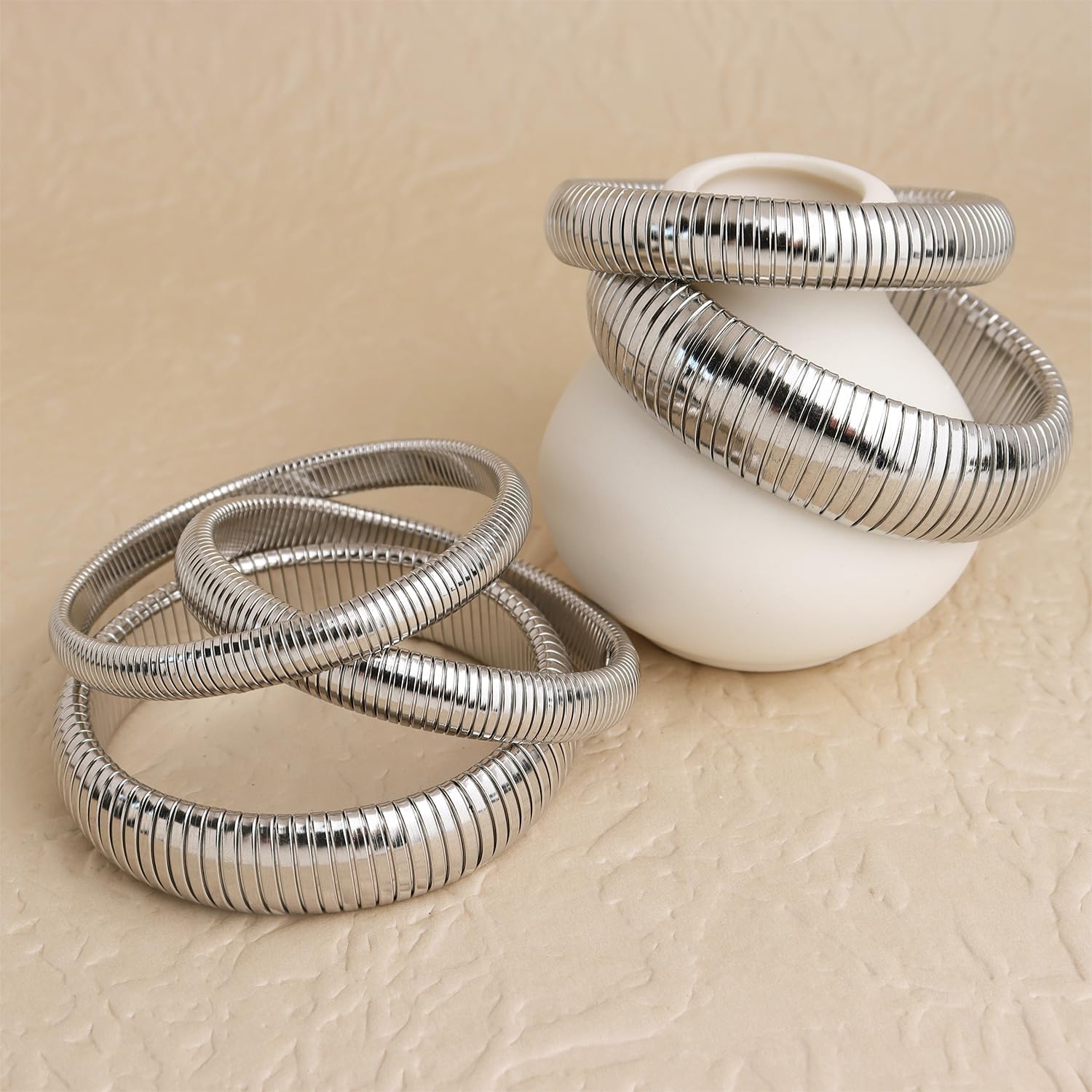 Chunky Snake Chain Bangle Bracelet for Woman, Stainless Steel Flexible Stretch Bracelets 20,16,12,10,8mm Bangles Trendy Jewelry Gifts - Image 9