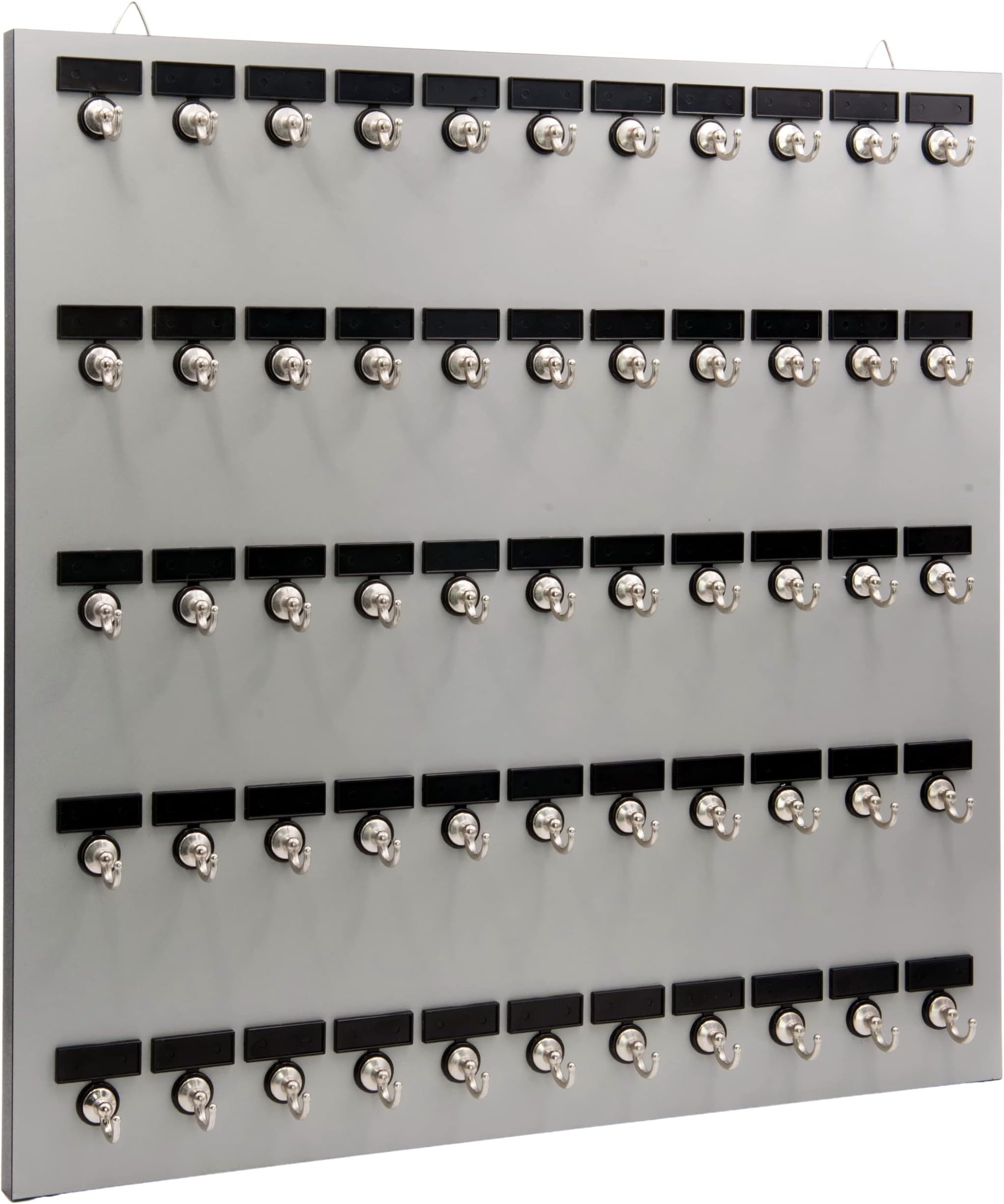 Key Rack, Key Holder 55MGN with 55 Bolted Metal Hooks with Extra Space and Customize Nameplate (60 Sets of Tag and Ring Included), Made in USA