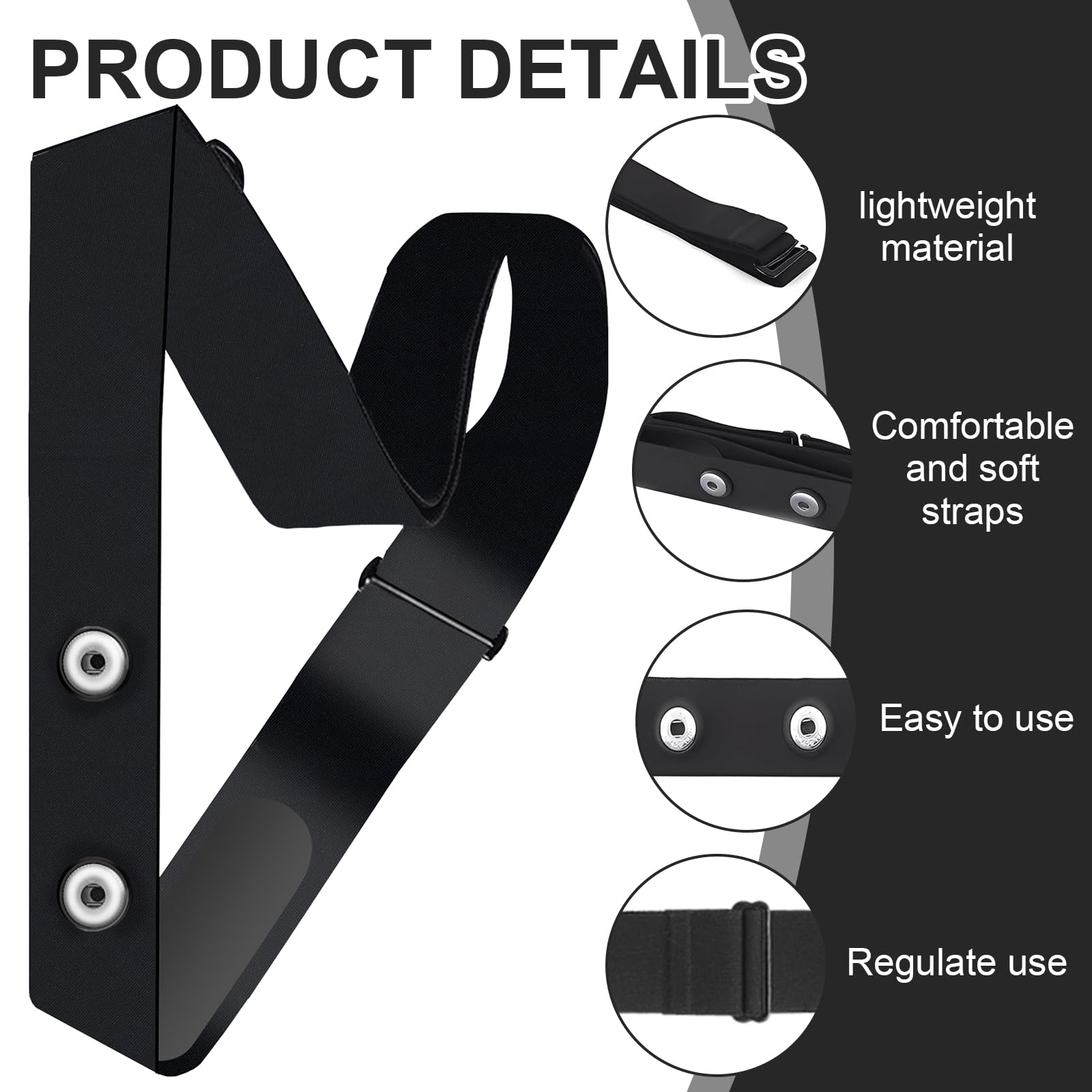 Ceinture Cardio Réglable 70-110cm, Bande de Remplacement Compatible Polar H10/H9, Ceinture Cardio Compatible avec Garmin, Wahoo, Coospo, Magene, Bryton, Livlov