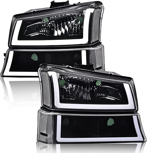 G-PLUS Faros LED DRL, compatibles con Chevy Silverado Avalanche 2003, 2004, 2005, 2006, lente transparente, carcasa negra, reflector transparente G-PLUS Faros LED DRL, compatibles con Chevy Silverado Avalanche 2003, 2004, 2005, 2006, lente transparente, carcasa negra, reflector transparente