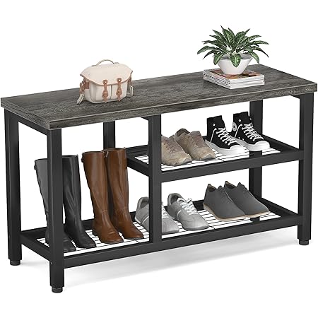 Amazon.com: SONGMICS Bamboo Shoe Rack Bench for Boots, Entryway Storage ...